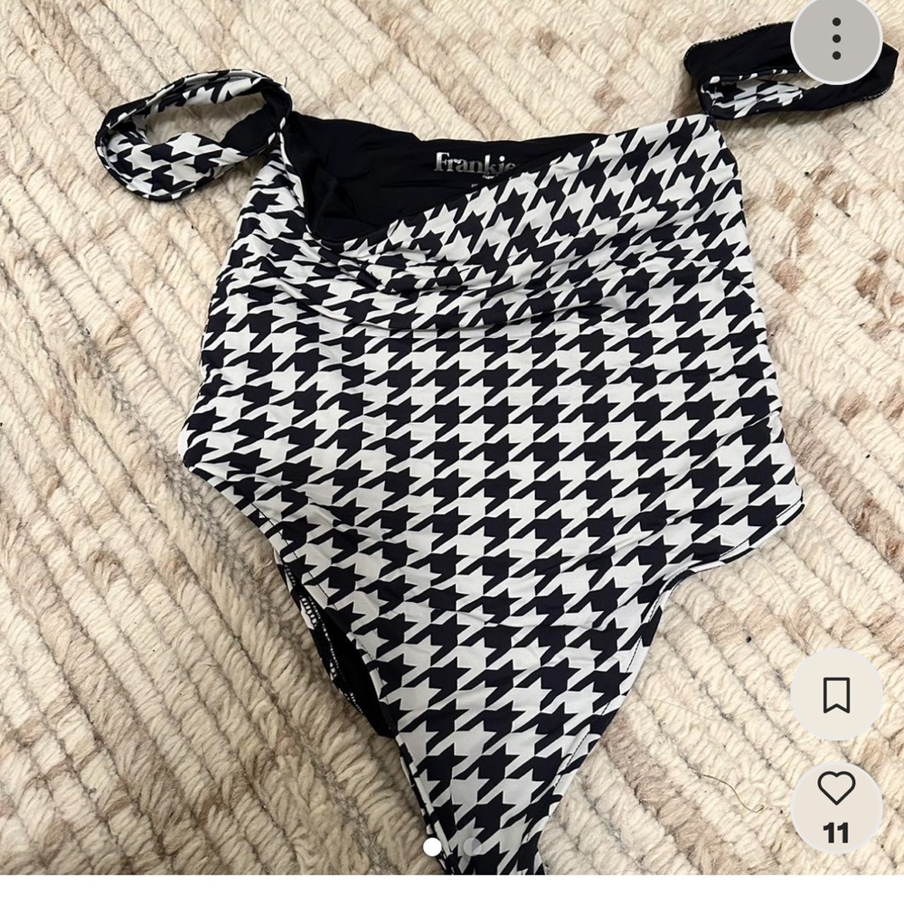 Frankies bikinis Black and White Houndstooth Swimsuit